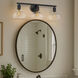 Carver 3 Light 28 inch Matte Black Bath Vanity Wall Light in Clear Glass